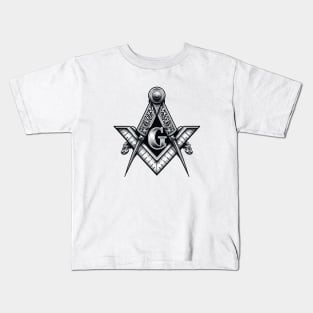 Ornate Square & Compass Masonic Freemason Kids T-Shirt